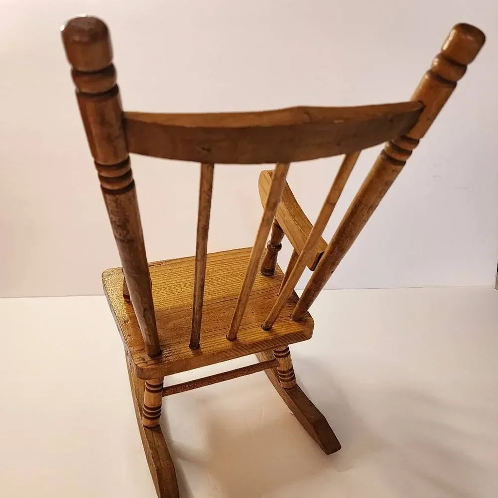 Wooden Vintage Light Maple Doll Rocking Chair